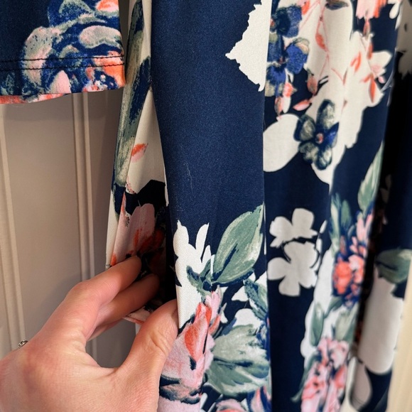 Annabelle Womens Floral 3/4 Sleeve Dress with Ruffled Shoulders & Pockets Size S - Picture 6 of 11